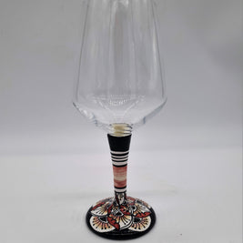 Glass for Wine Ceramic and Glass Peacock Feathers Black Background