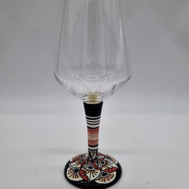 Glass for Wine Ceramic and Glass Peacock Feathers Black Background