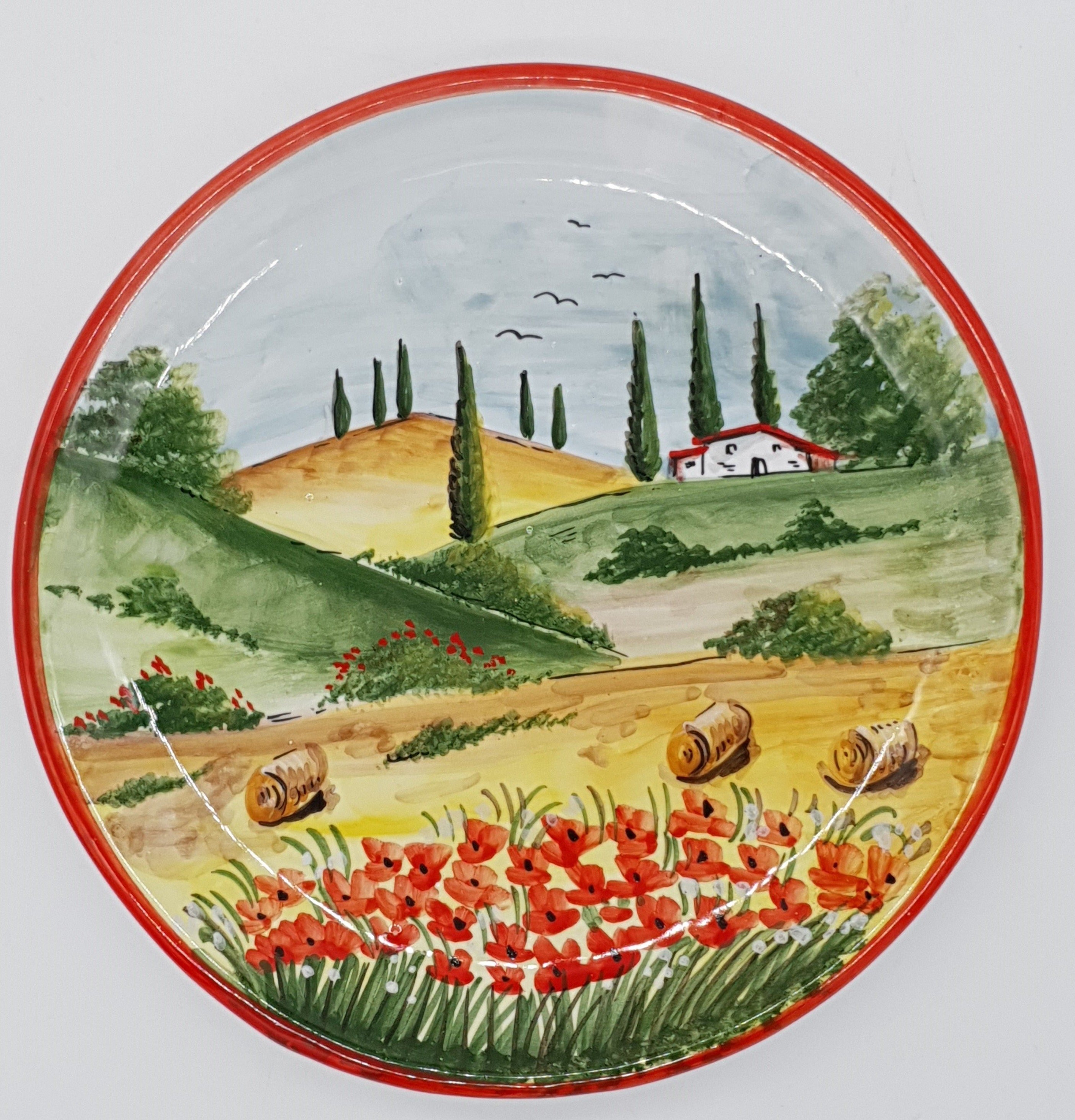 Piatto Campo Papaveri E Ruote Toscana