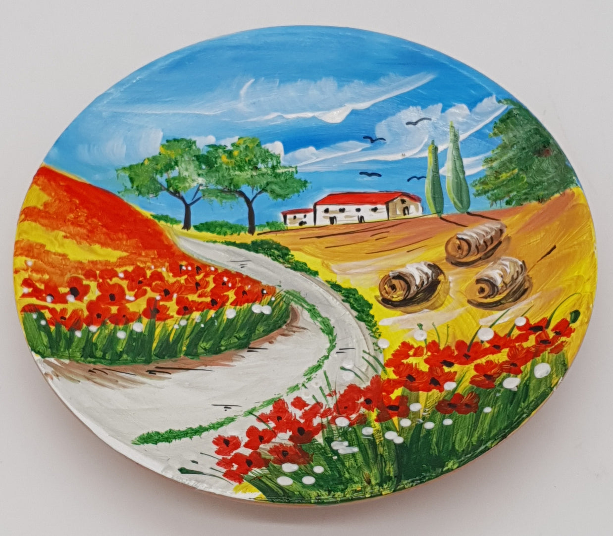 Piatto Campo Papaveri E Ruote cm15