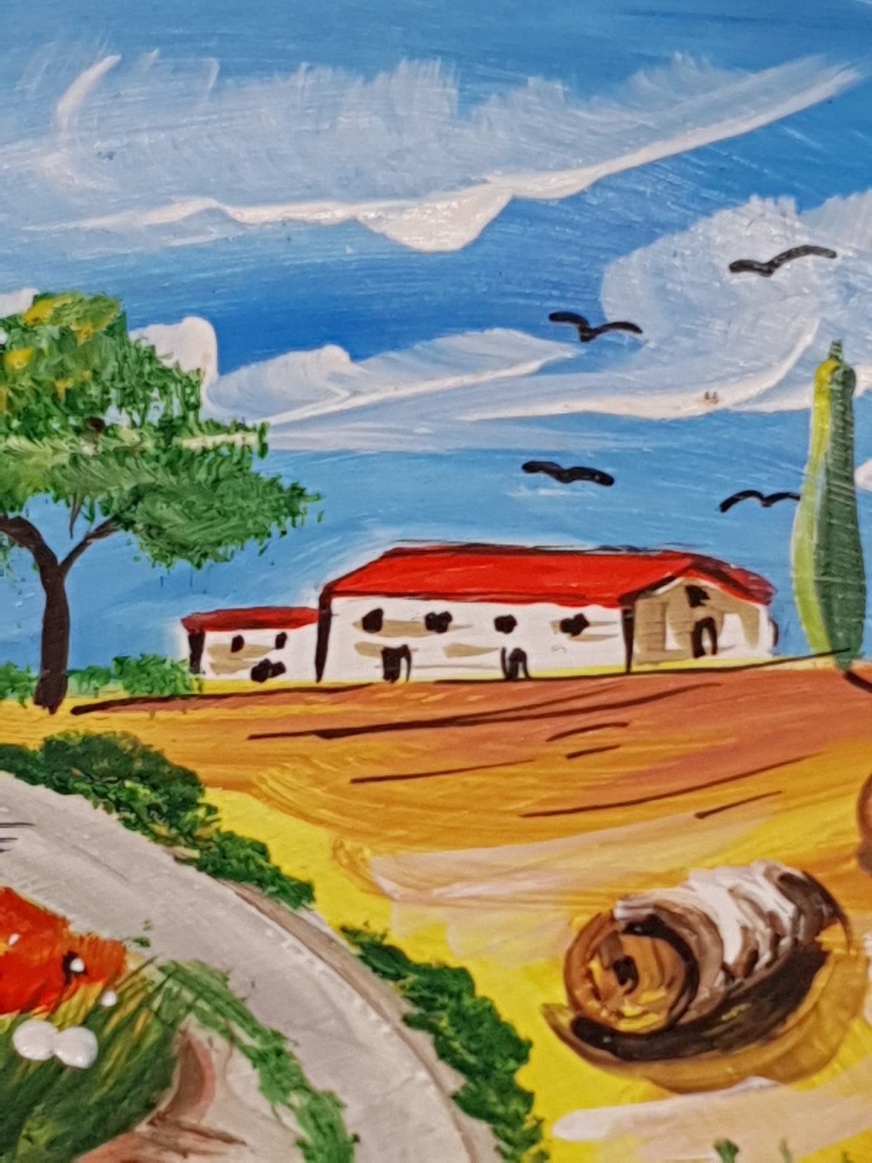 Piatto Campo Papaveri E Ruote cm15
