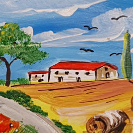 Piatto Campo Papaveri E Ruote cm15