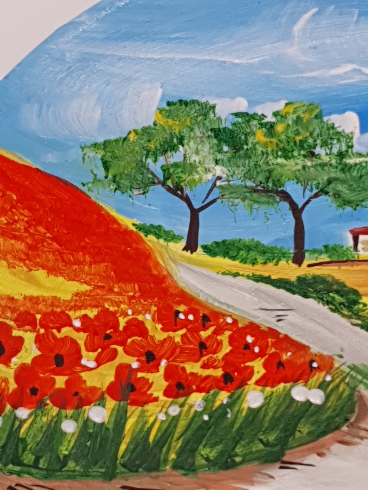 Piatto Campo Papaveri E Ruote cm15