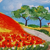 Piatto Campo Papaveri E Ruote cm15