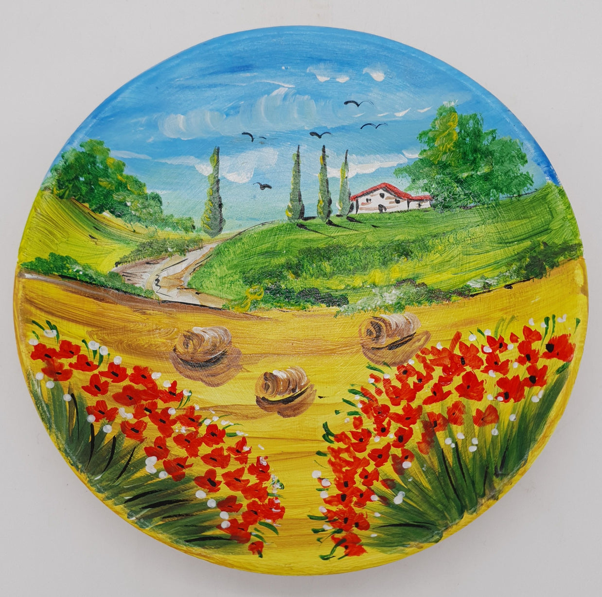 Piatto Campo Papaveri E Ruote cm20