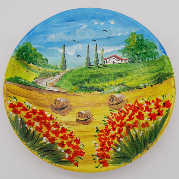 Piatto Campo Papaveri E Ruote cm20