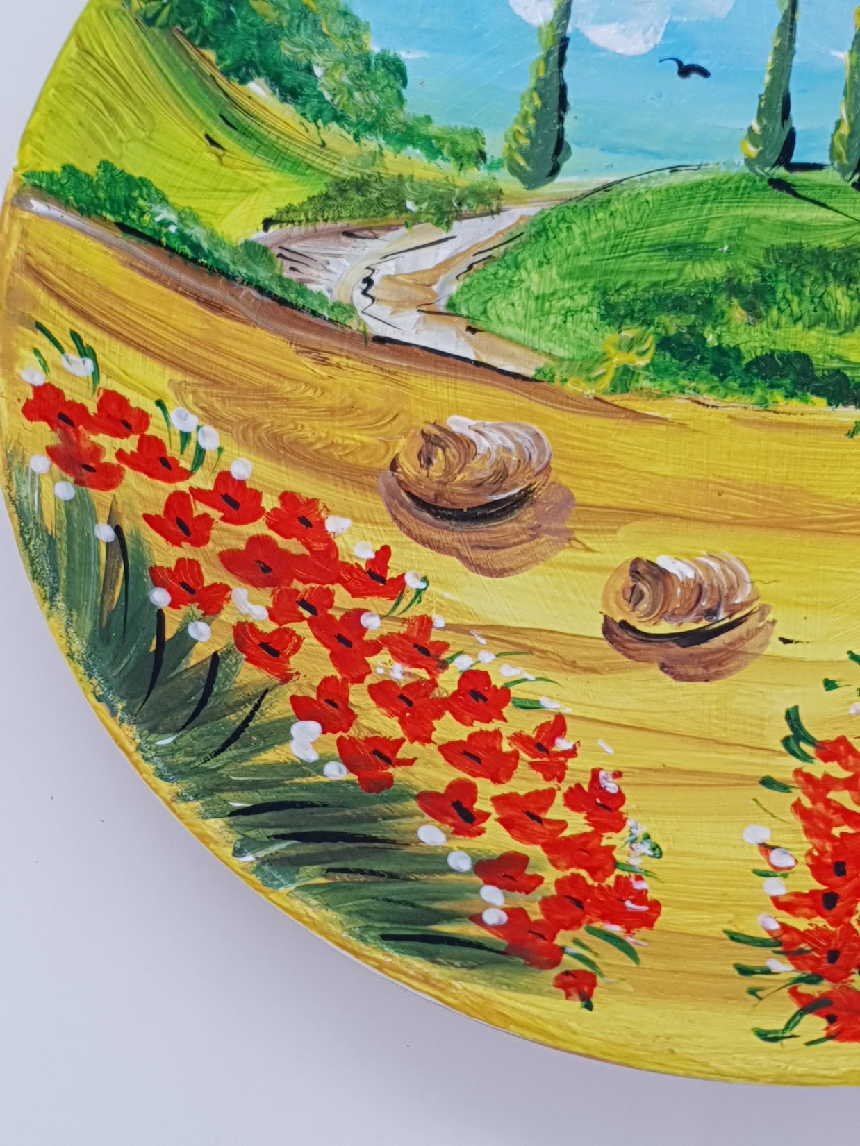 Piatto Campo Papaveri E Ruote cm20