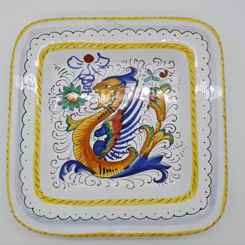 Piatto Quadrato Decoro Raffaellesco