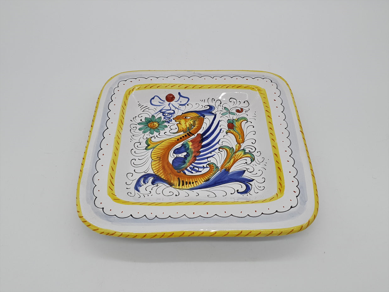 Piatto Quadrato Decoro Raffaellesco