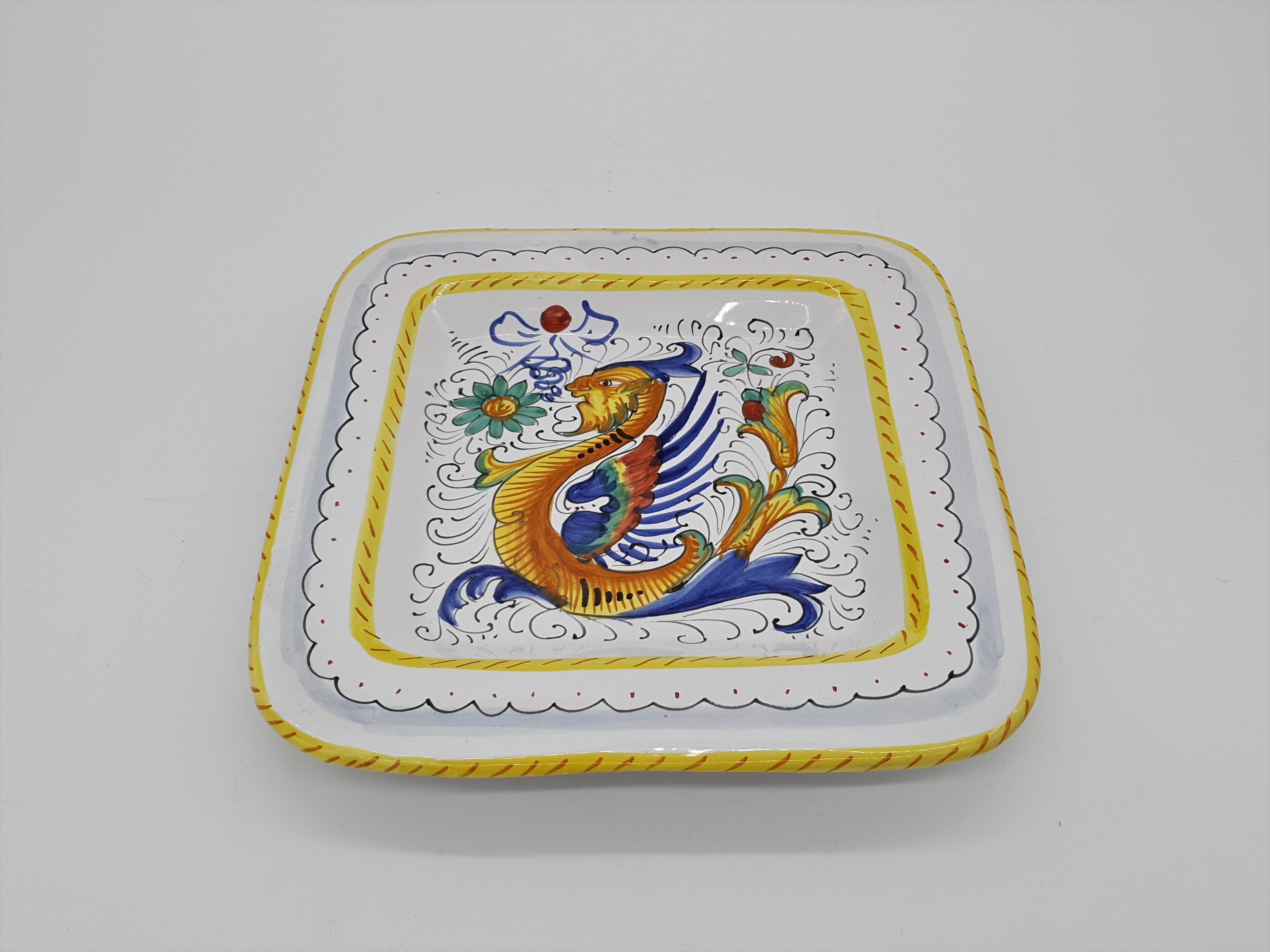 Piatto Quadrato Decoro Raffaellesco