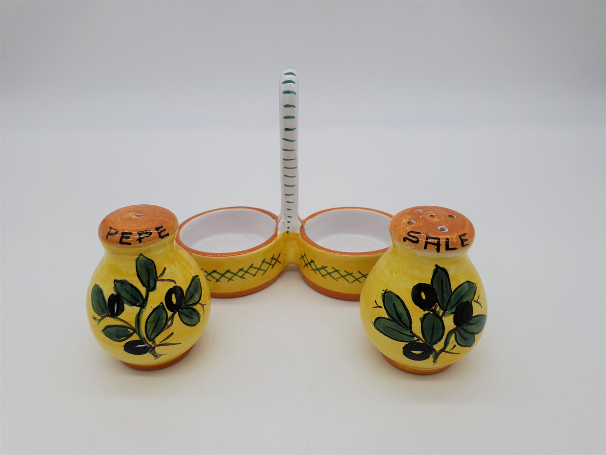 Set Sale e Pepe Decoro Olive Fondo Giallo
