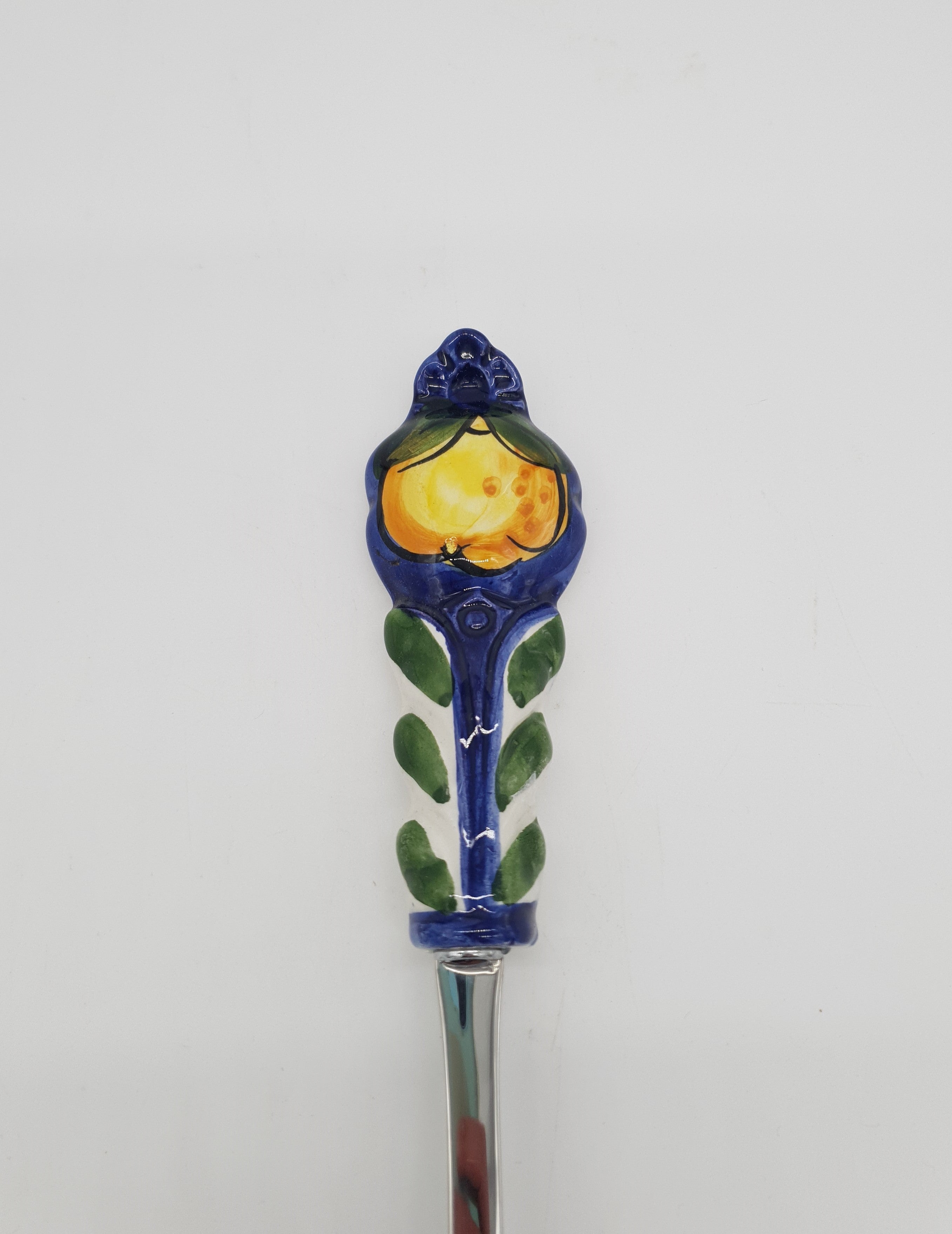 Servispaghetti Limone Fondo Blu Acciaio e Ceramica