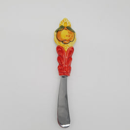 Coltello Spalma Burro Decoro Limone Fondo Giallo Acciaio e Ceramica