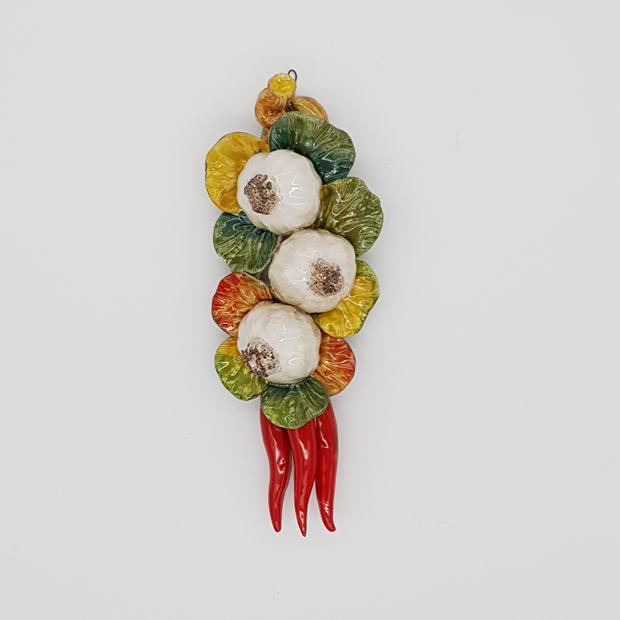 Garlic and chilli pepper in ceramic