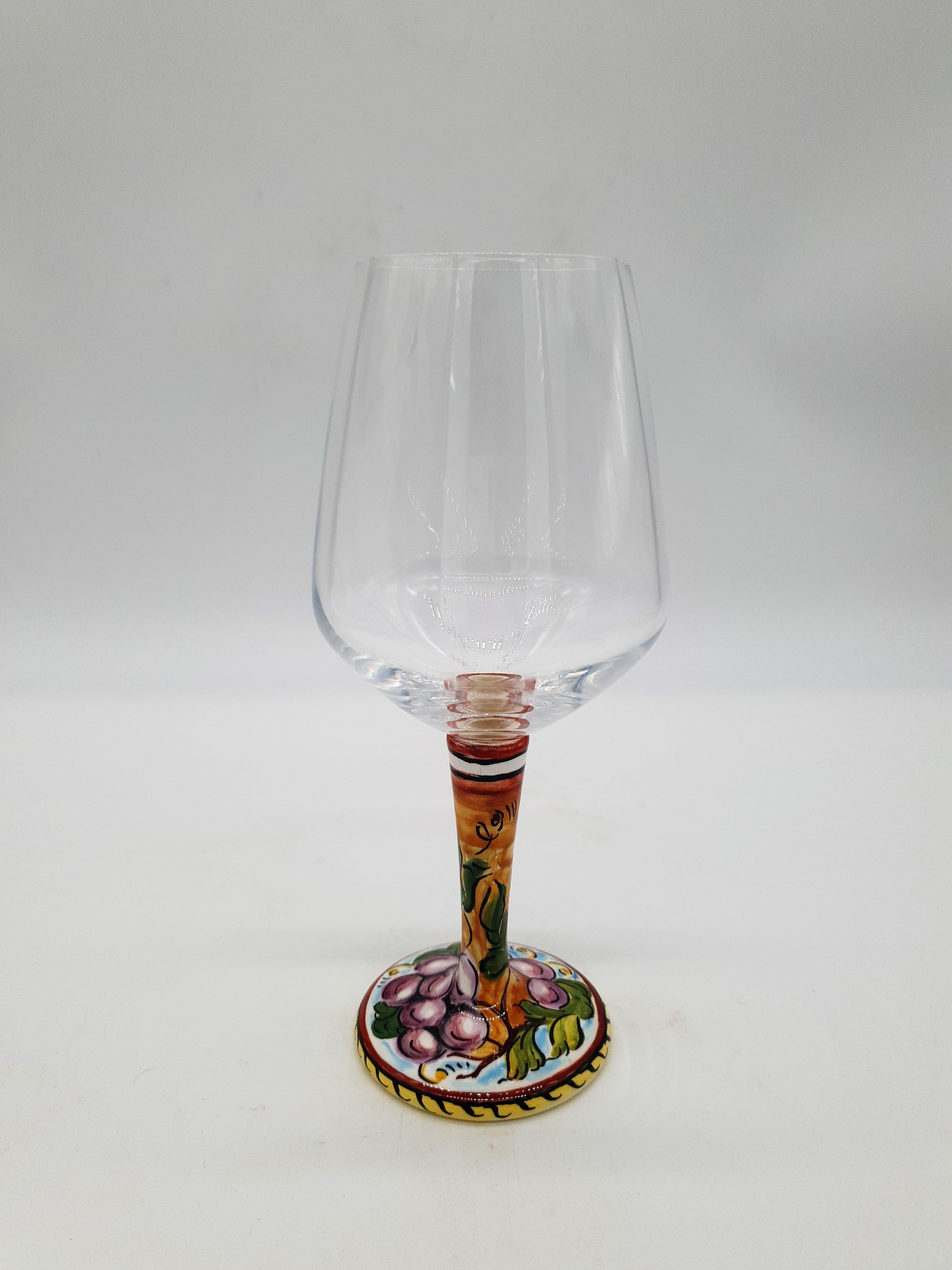Calice per Vino Ceramica e Vetro Uva Rossa