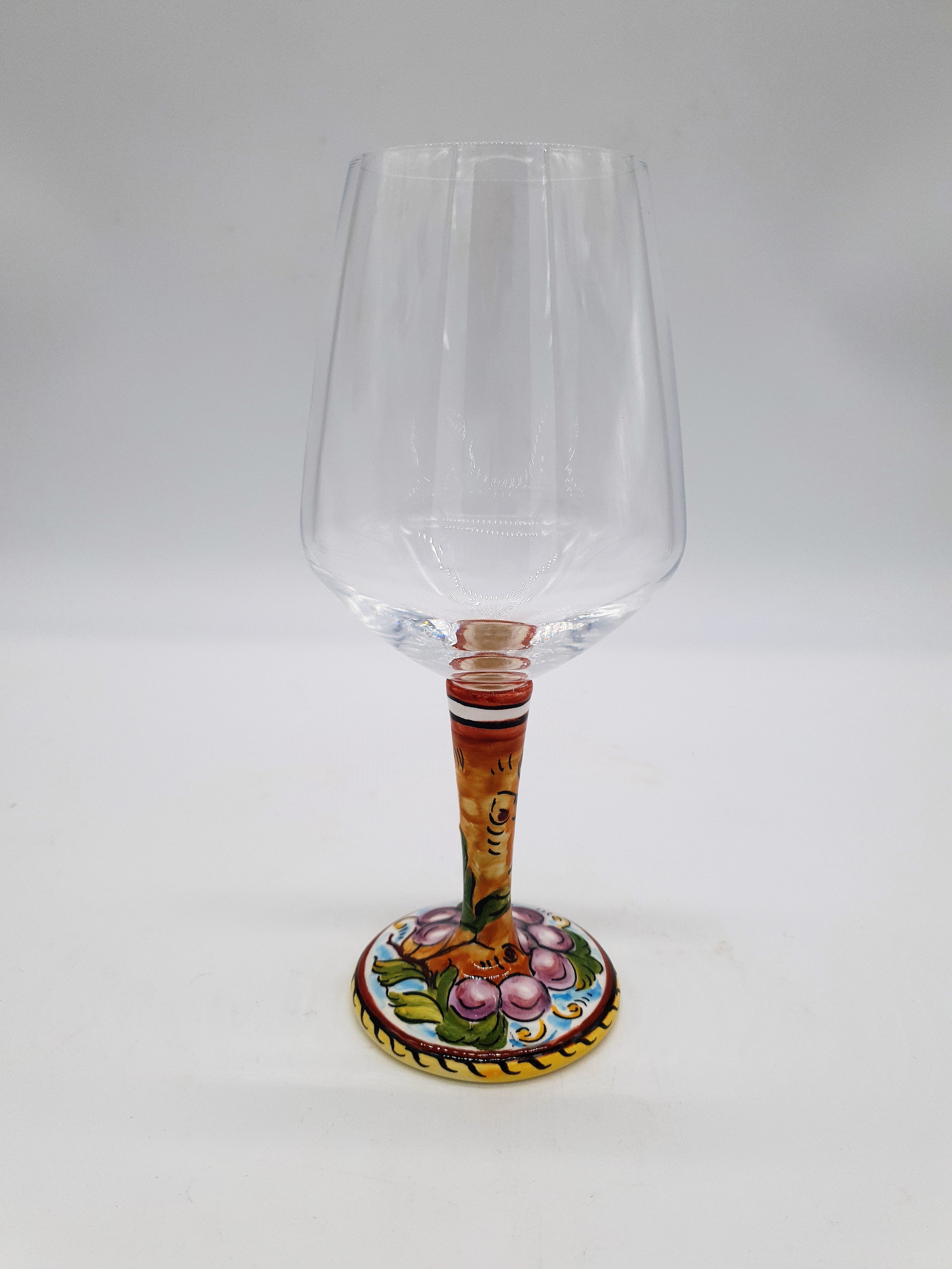 Calice per Vino Ceramica e Vetro Uva Rossa