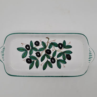 Tray Decorated Olives White Background