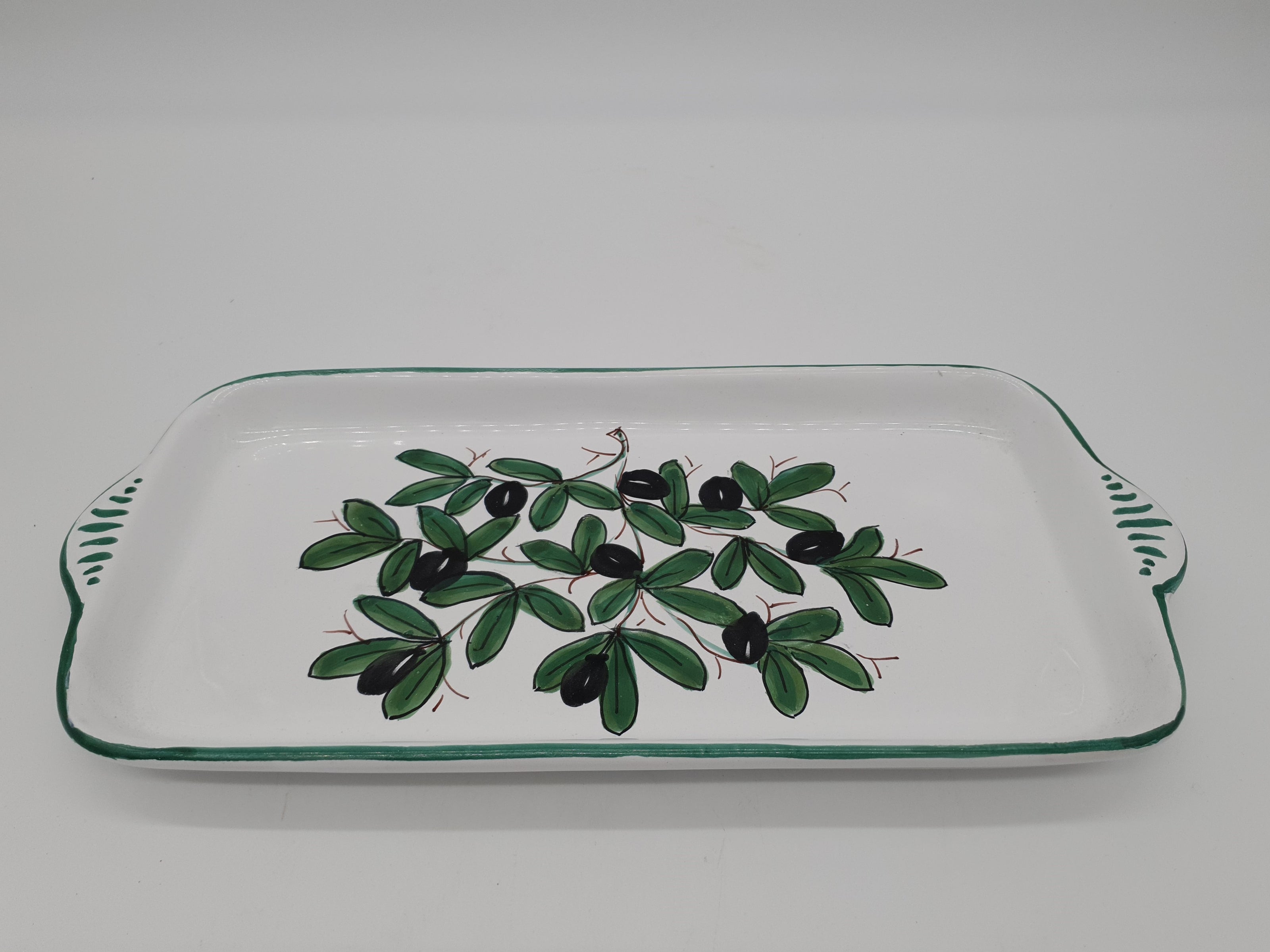 Vassoio Decoro Olive Fondo Bianco