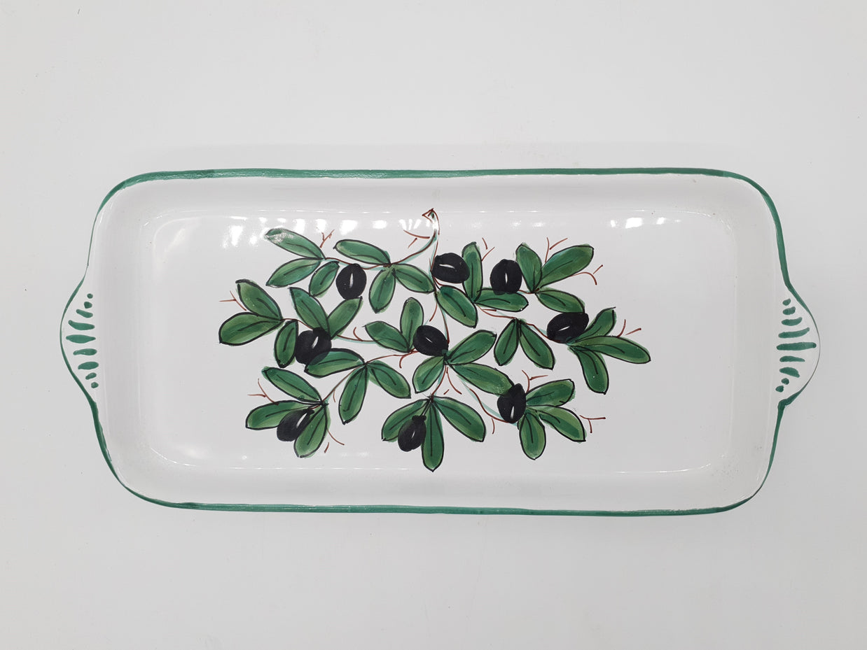 Vassoio Decoro Olive Fondo Bianco