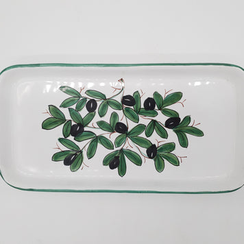Vassoio Decoro Olive Fondo Bianco