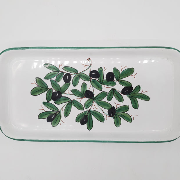 Tray Decorated Olives White Background