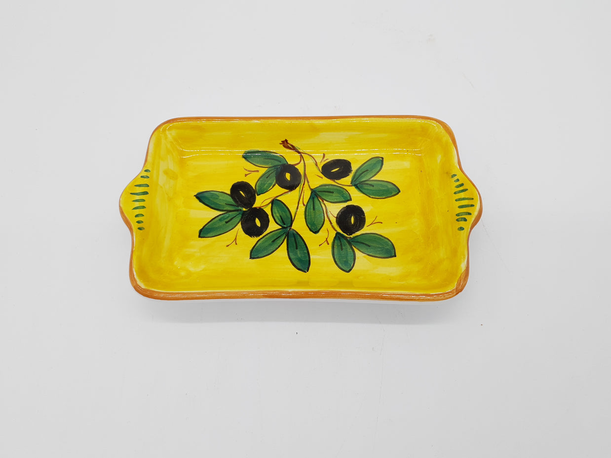 Vassoio Decoro Olive Fondo Giallo