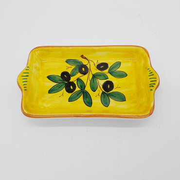 Tray Decorated Olives Yellow Background