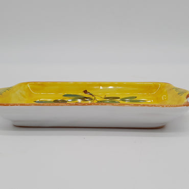Tray Decorated Olives Yellow Background