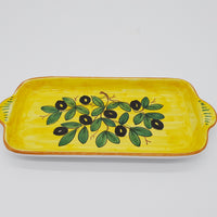 Tray Decorated Olives Yellow Background