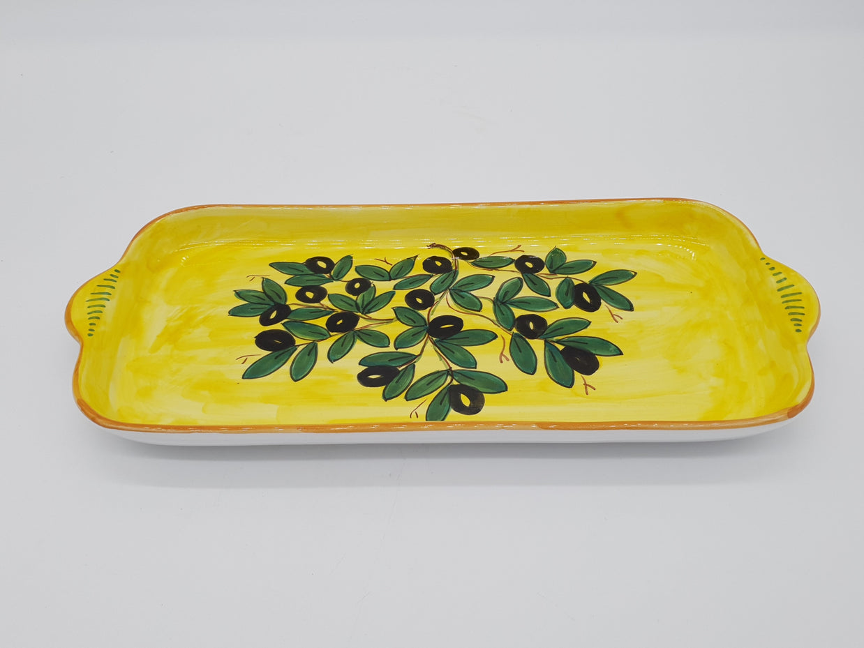 Vassoio Decoro Olive Fondo Giallo