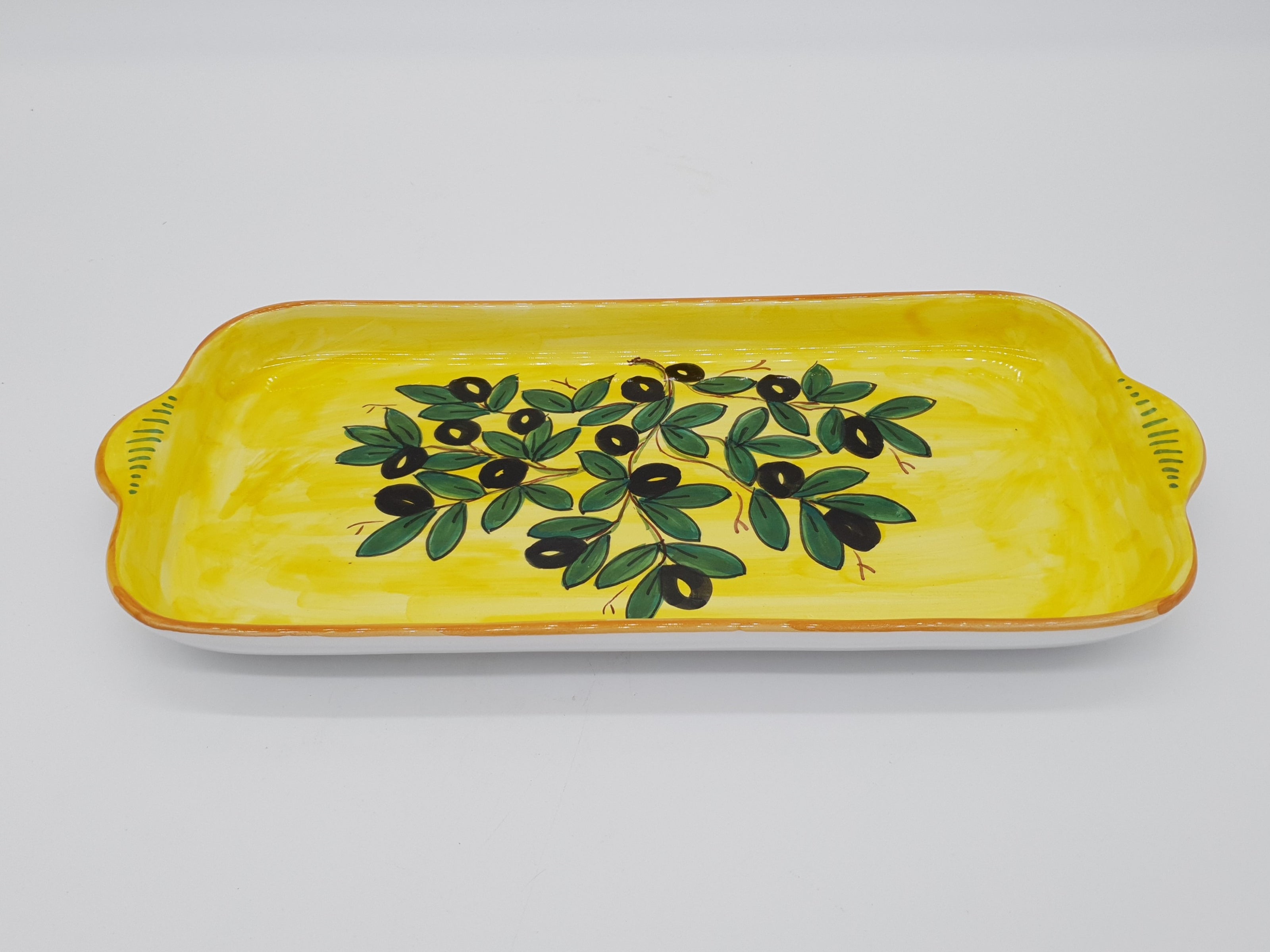 Vassoio Decoro Olive Fondo Giallo