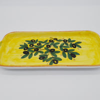Tray Decorated Olives Yellow Background