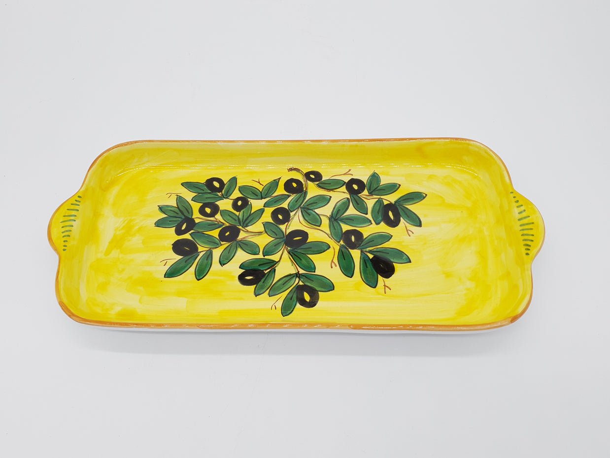 Vassoio Decoro Olive Fondo Giallo
