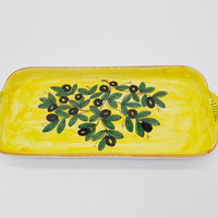 Tray Decorated Olives Yellow Background