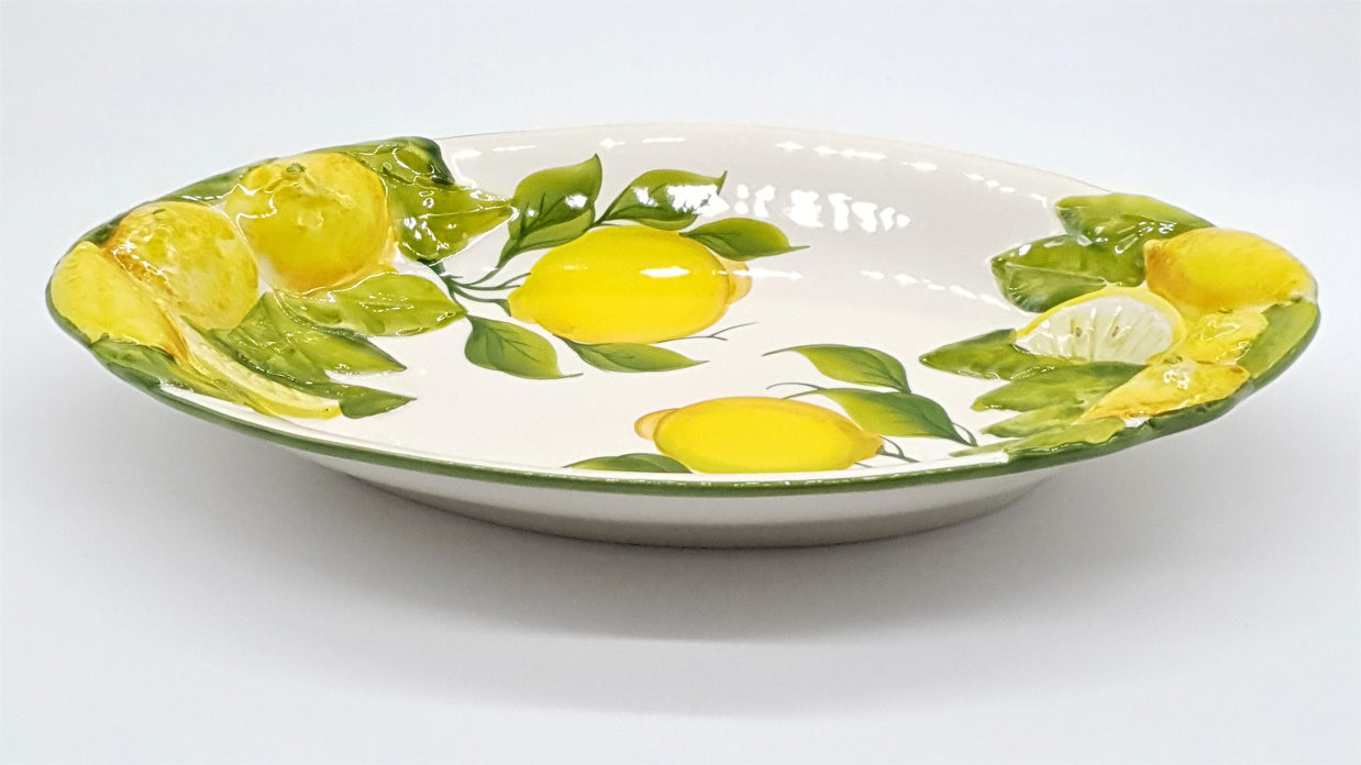 Oval Tray Medium Background Relief Lemon Decor