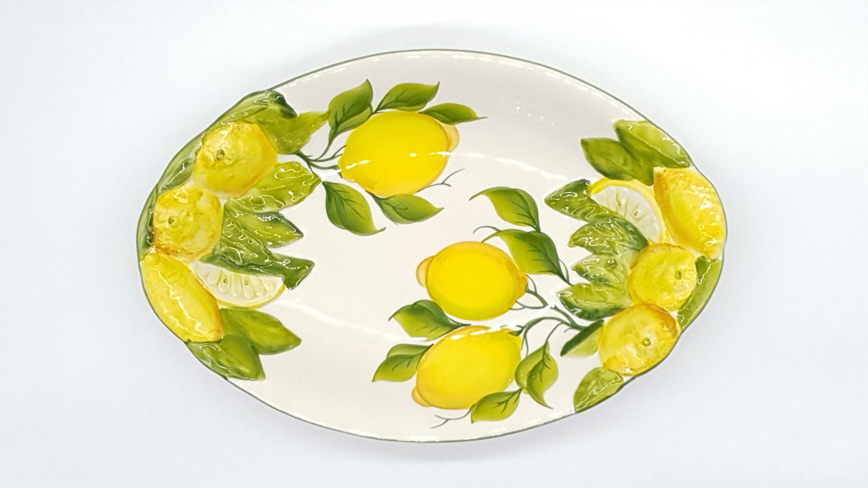 Oval Tray Medium Background Relief Lemon Decor