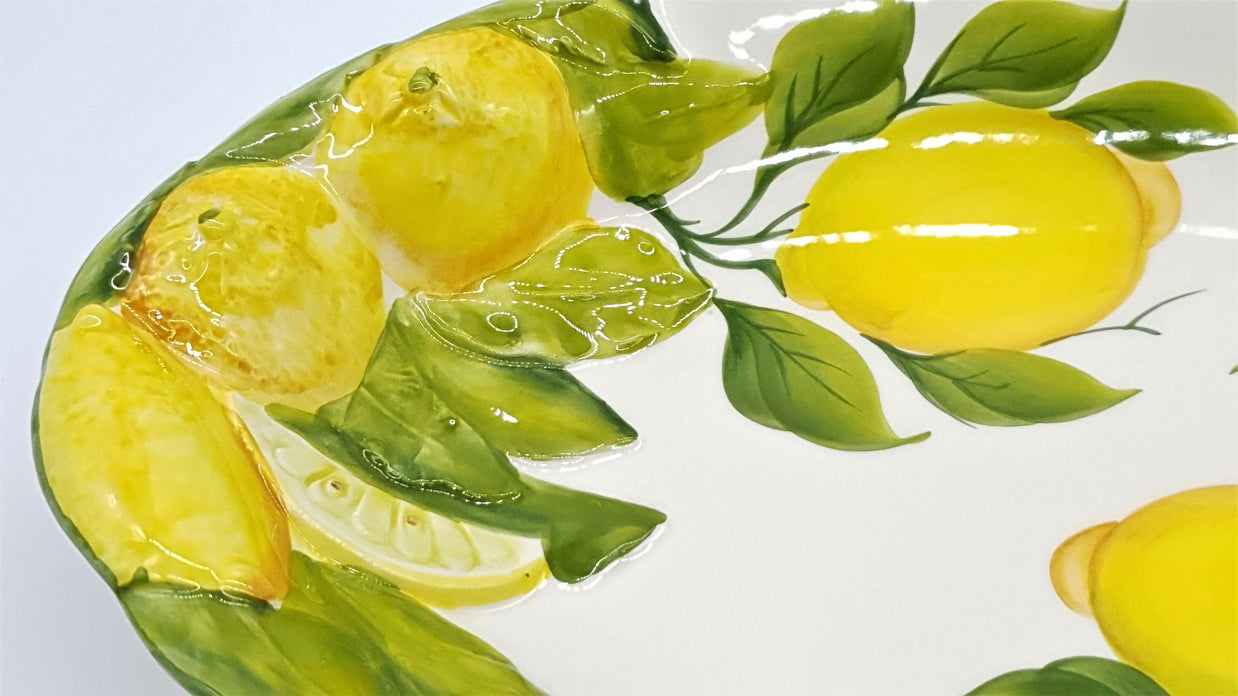 Oval Tray Medium Background Relief Lemon Decor