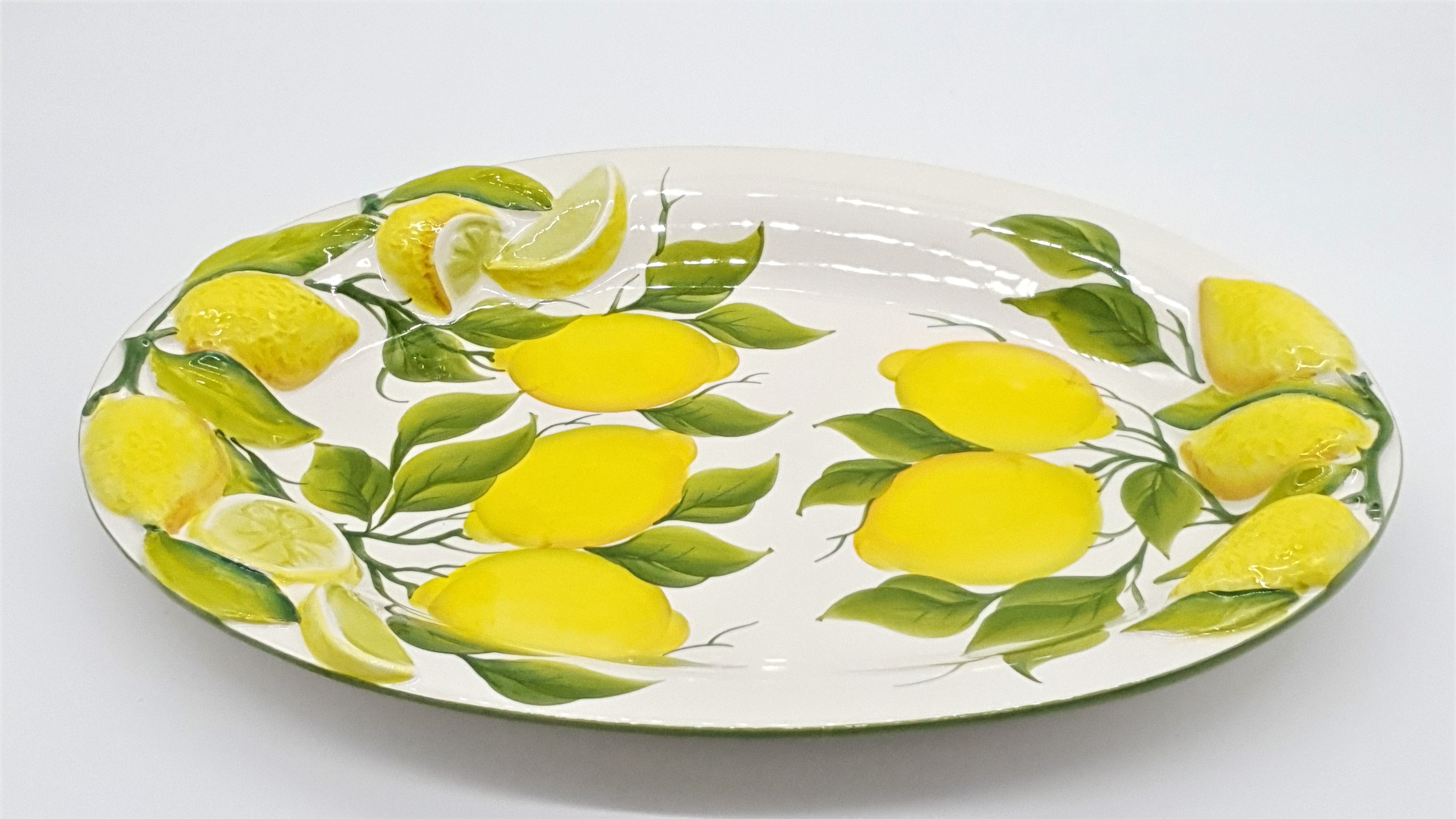 Large Oval Tray with Lemon Relief Decor
