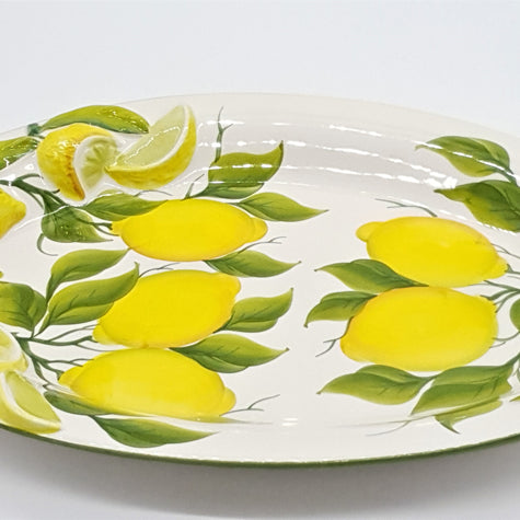Large Oval Tray with Lemon Relief Decor