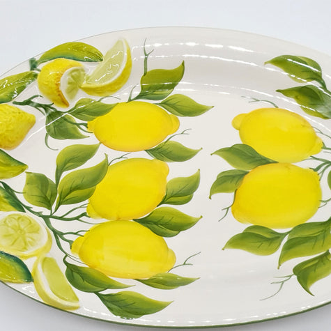Large Oval Tray with Lemon Relief Decor