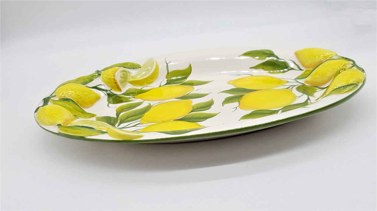Large Oval Tray with Lemon Relief Decor