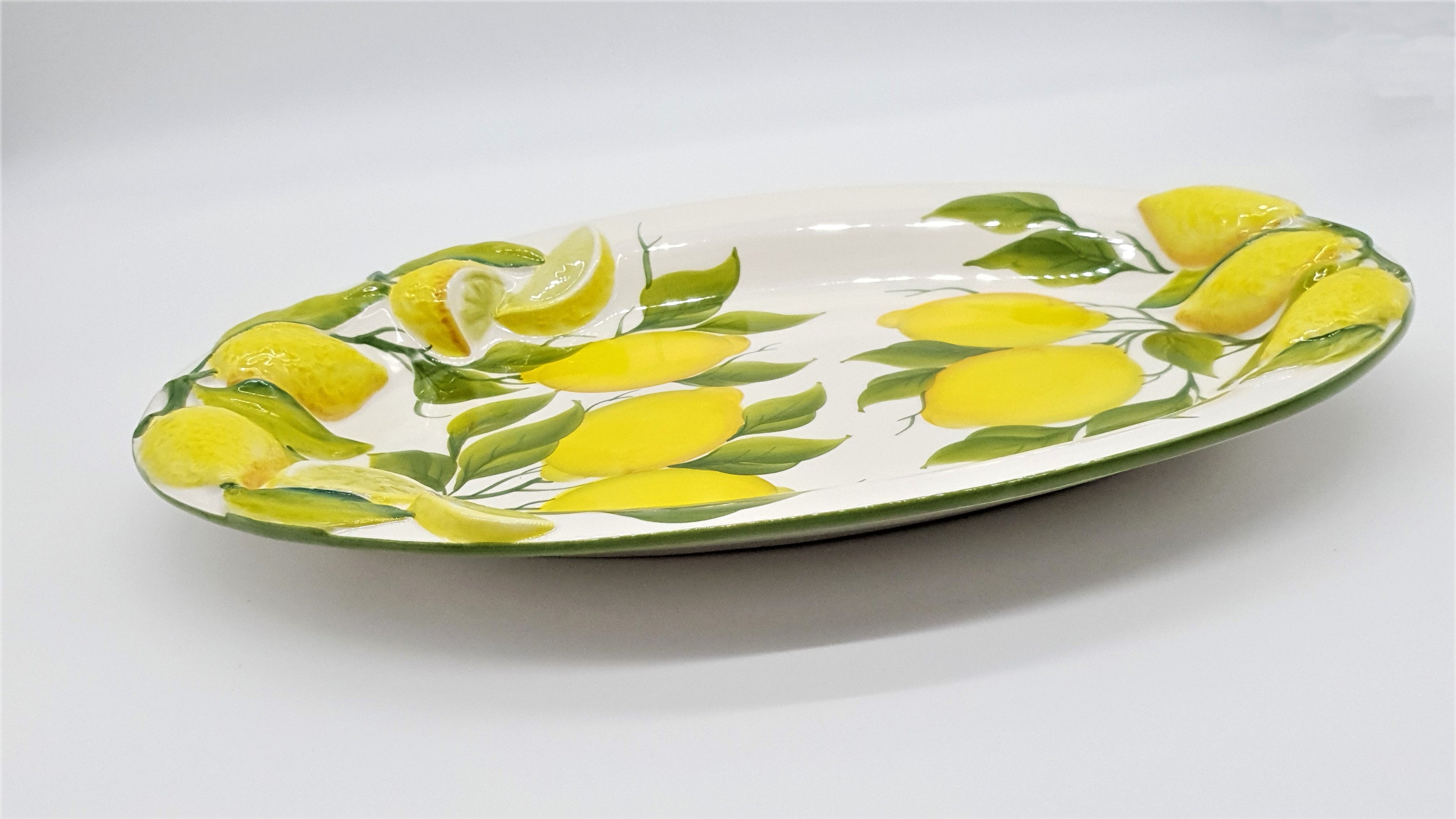 Large Oval Tray with Lemon Relief Decor