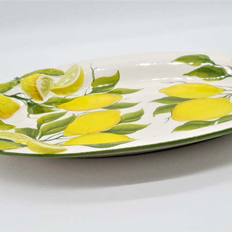 Large Oval Tray with Lemon Relief Decor
