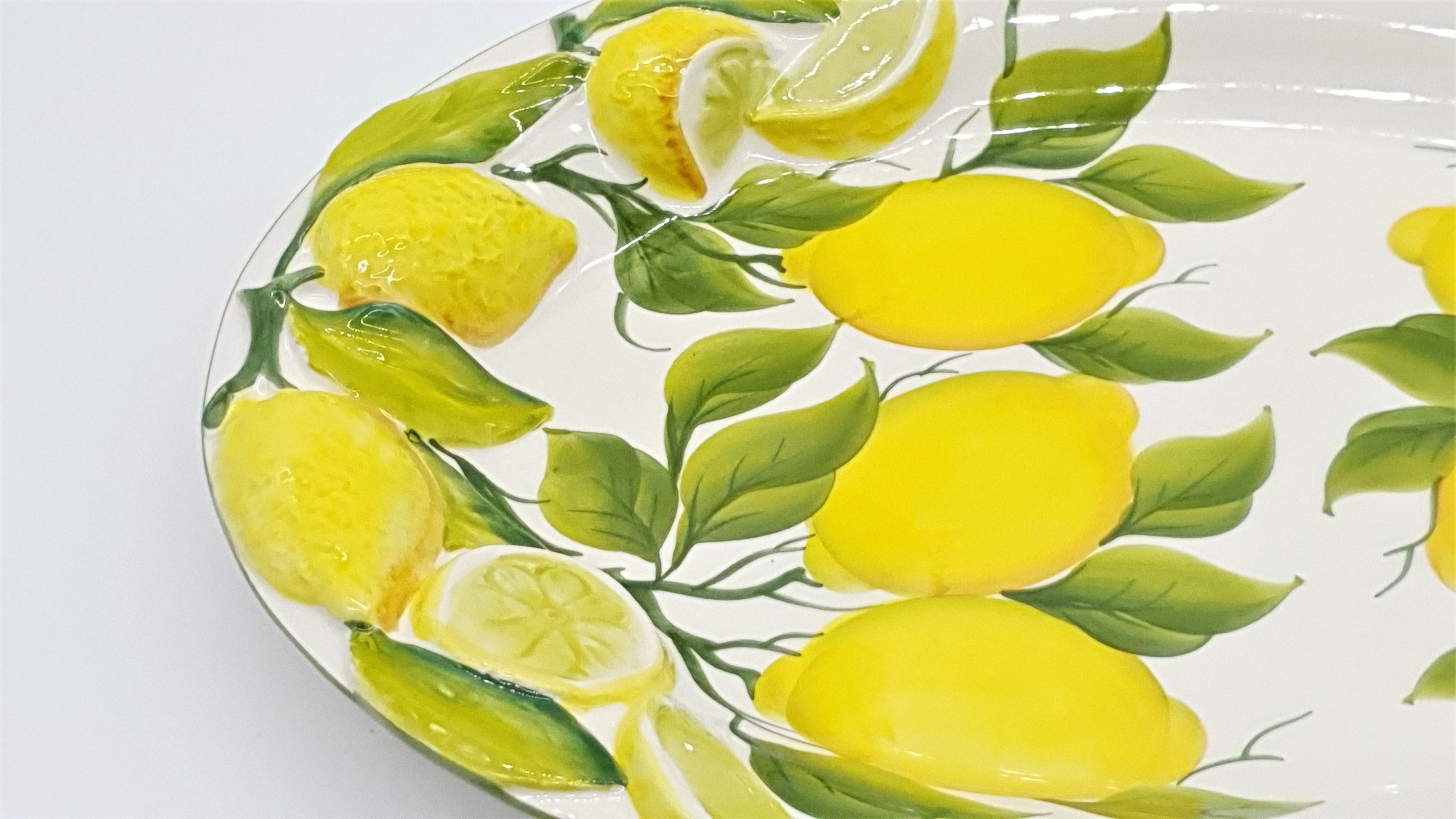 Large Oval Tray with Lemon Relief Decor