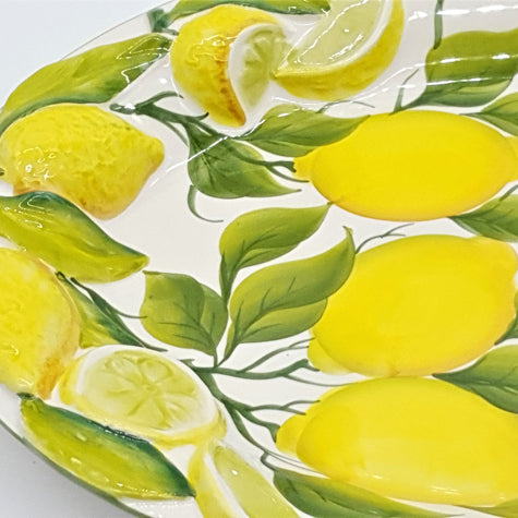 Large Oval Tray with Lemon Relief Decor