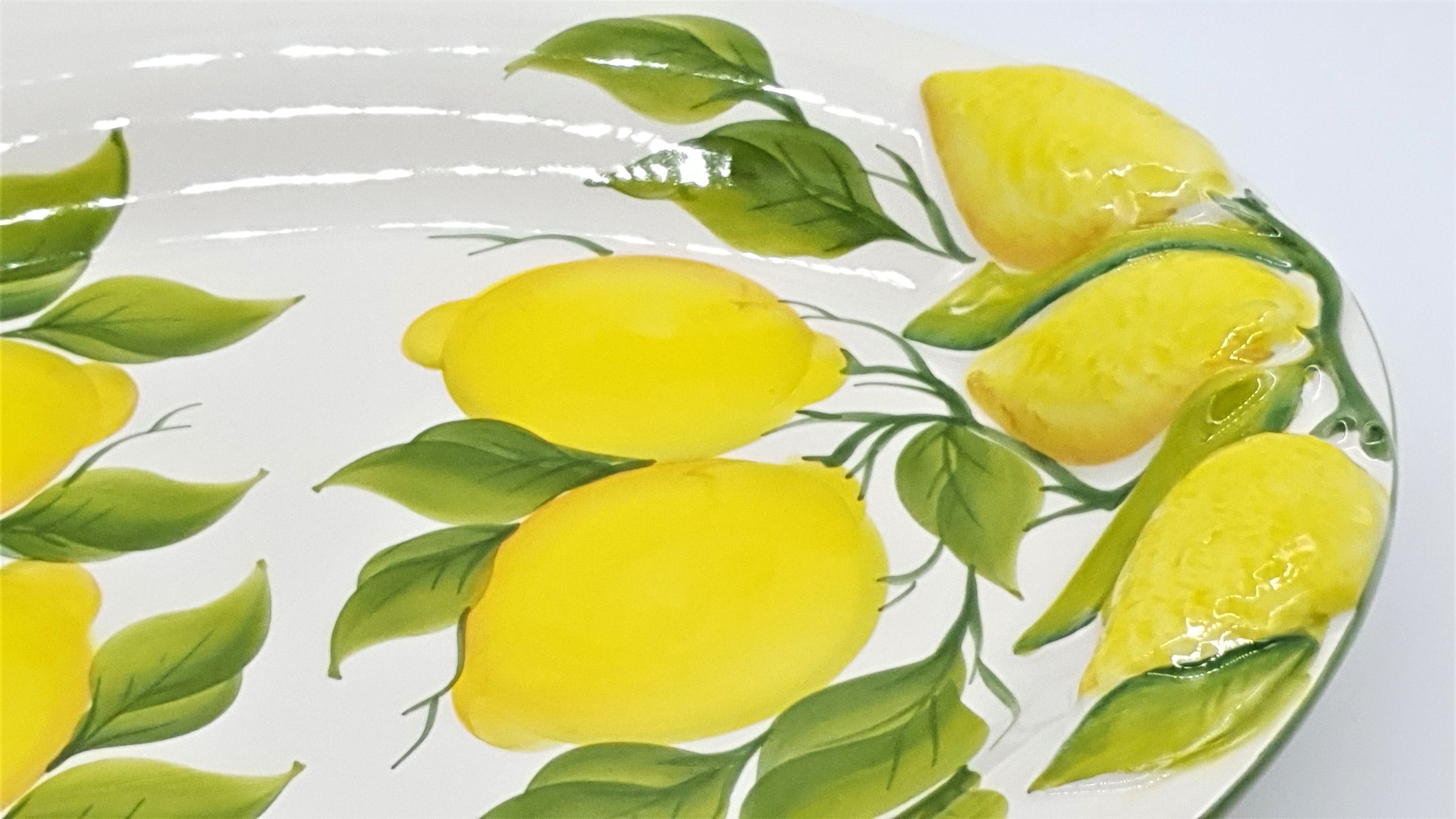 Large Oval Tray with Lemon Relief Decor