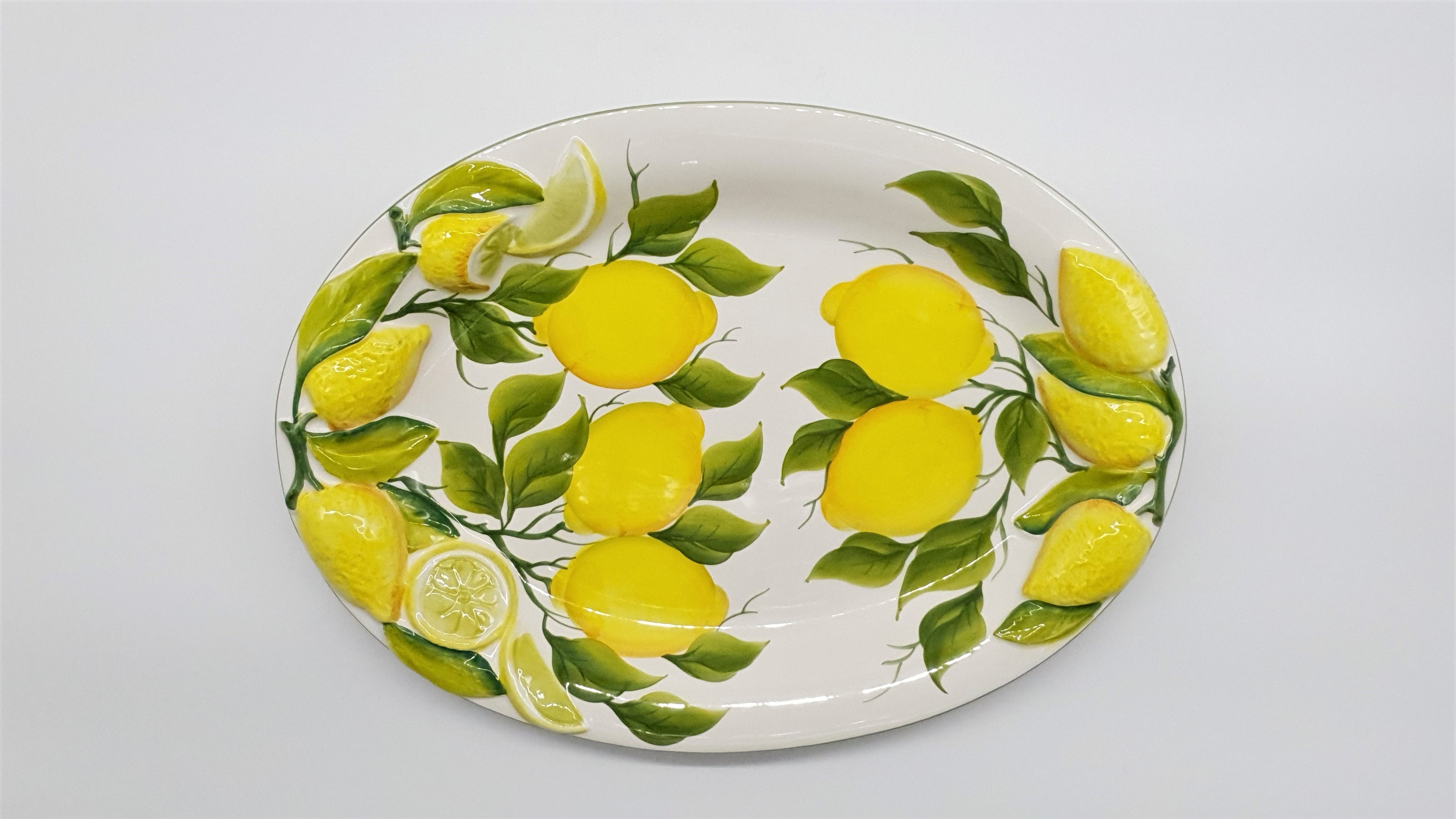 Large Oval Tray with Lemon Relief Decor
