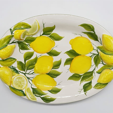 Large Oval Tray with Lemon Relief Decor