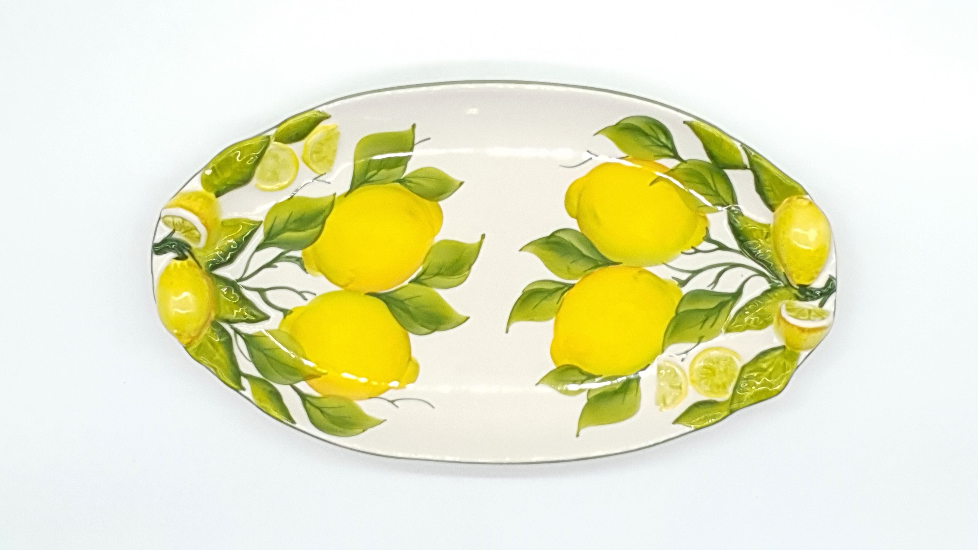 Small Oval Tray Relief Lemon Decor